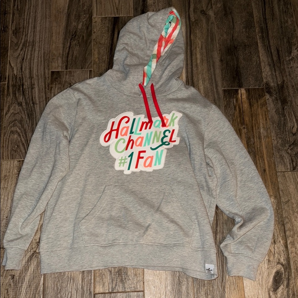 Hallmark Gray Hoodie with Red and Green Accents